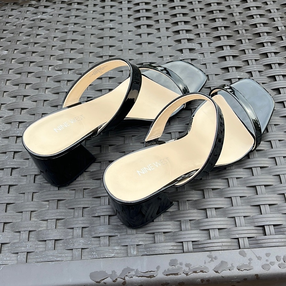 Black Nine West sandal heels